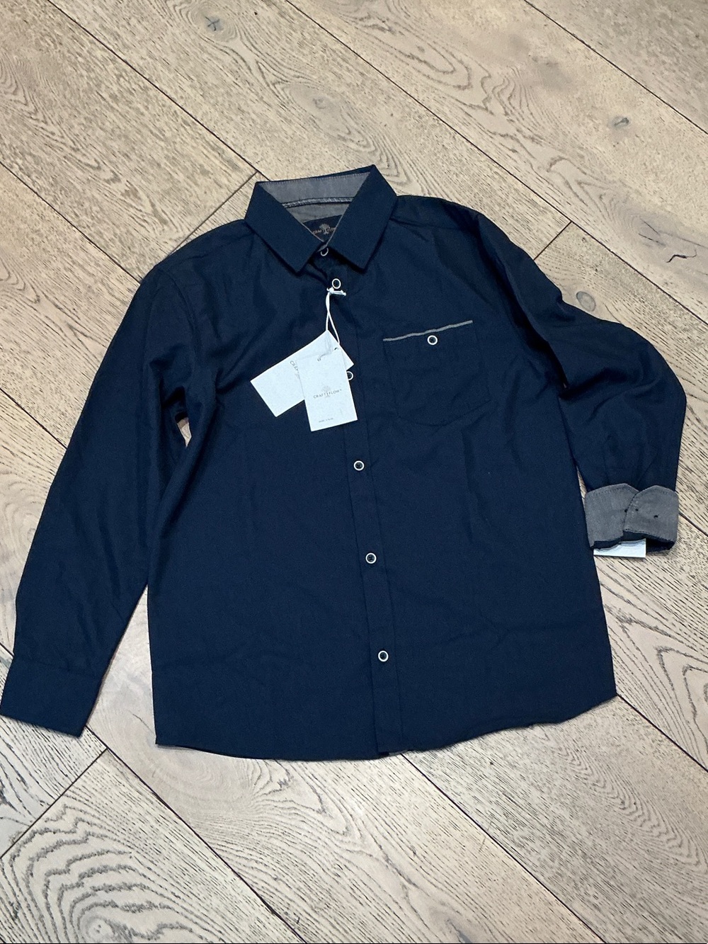 Kids Boys Craft+Flow navy dress shirt. Big Boy 10-12. NWT! Never worn!